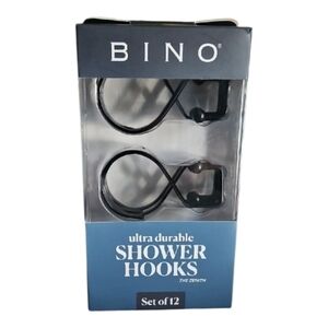 NIB BINO Black Shower Hooks Set of 12